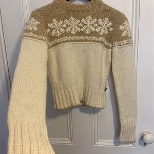 Lambs wool Cream and Tan Snowflake Sweater